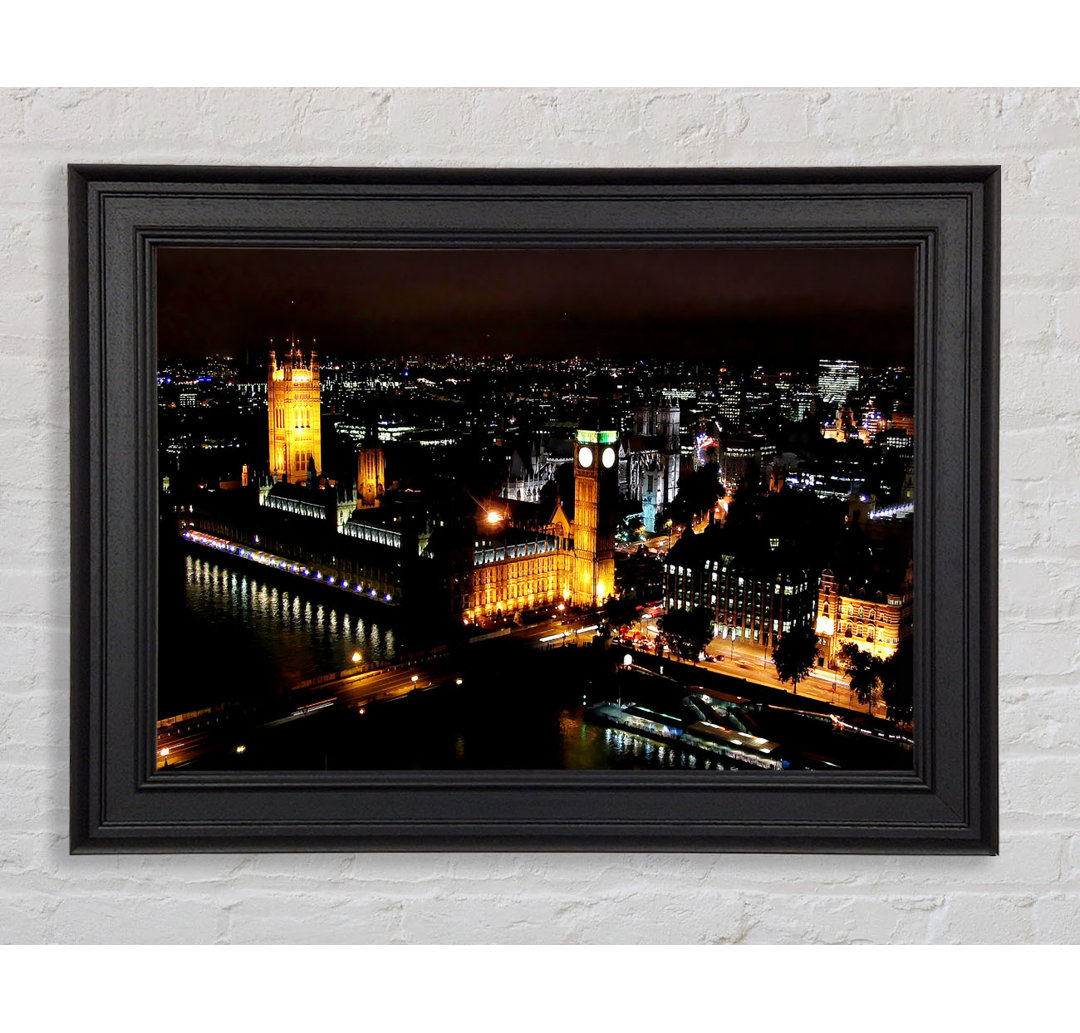 London Ariel View Night Lights Gerahmter Druck