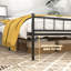 Structure de lit double, tête et pied de lit, structure stable, rangement sous le lit, aucun sommier requis, noir-1729842626