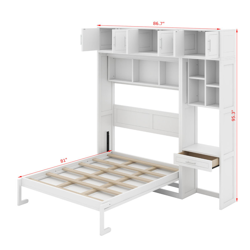 Lit escamotable double pleine grandeur avec bureau