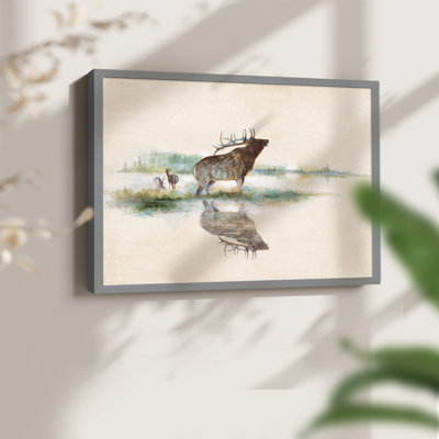 Misty Elk -Framed Print - Restickable