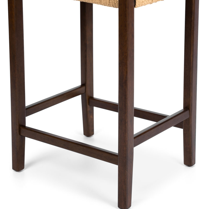 Piper Counter Stool with Solid Wood Frame, Natural