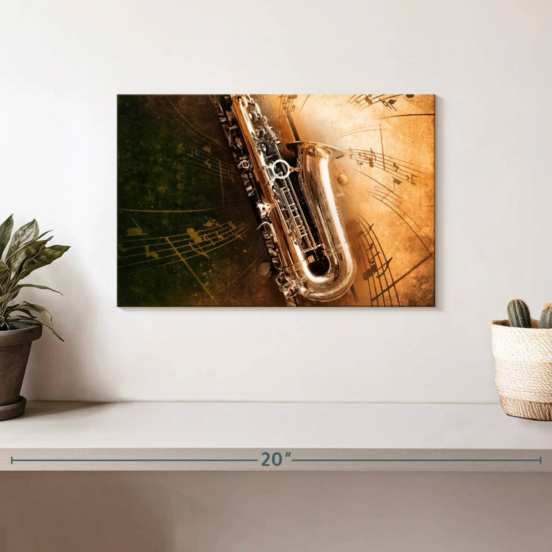 Abarca saxophone rétro, H 8 po x l 12 po