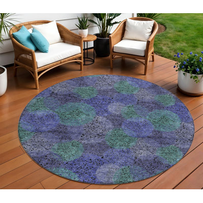 Tapis rond lavable à pois 8 po