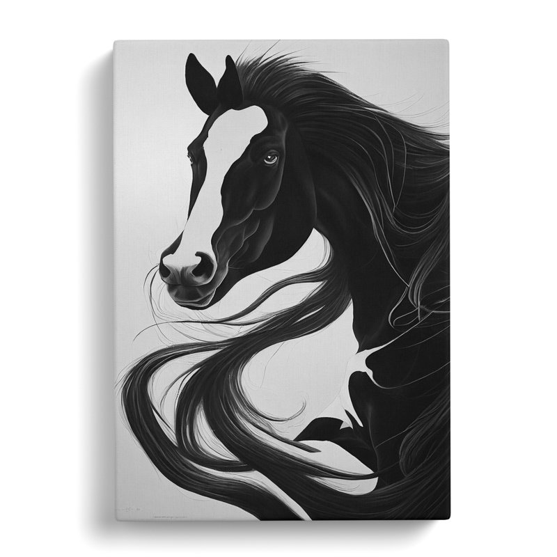 Monochrome Horse No.6 - Wrapped Canvas, 76cm H x 50cm W x 3cm D