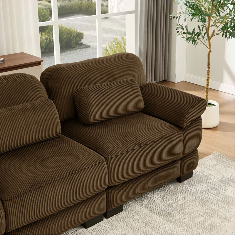 Canapé sans accoudoirs en velours côtelé avec 1 coussin - brun, Brun