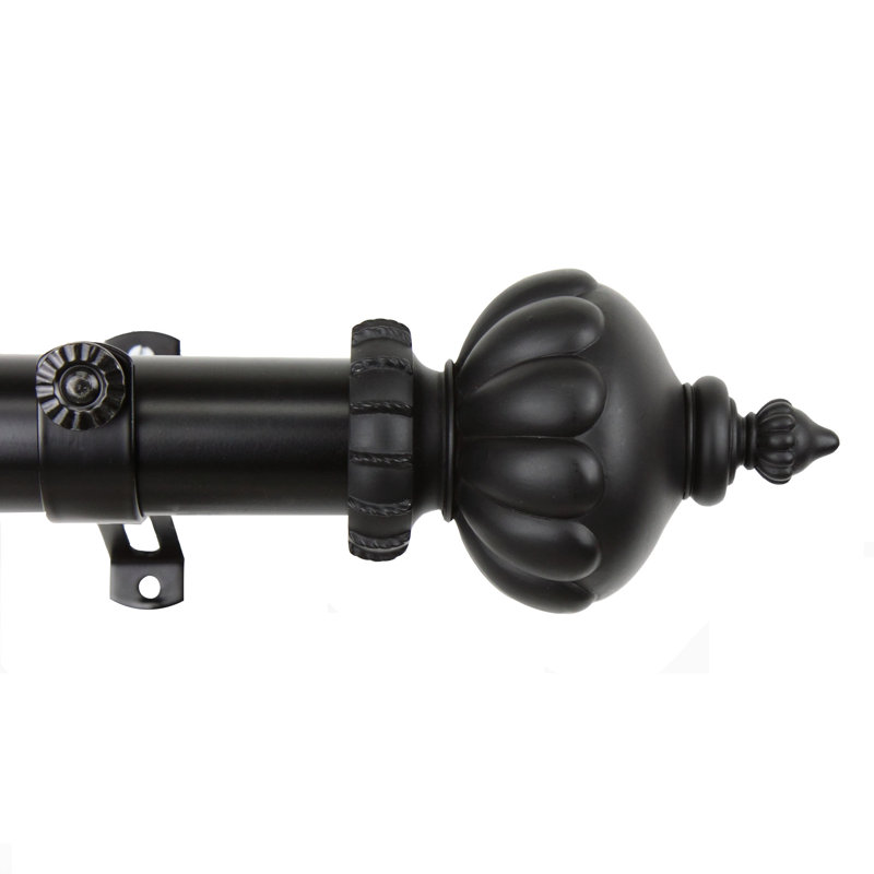 Imperial Steel Adjustable Single Curtain Rod, 252" W, Black