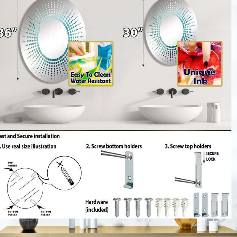 Teal Oasis II - Miroir décoratif étoile ovale, L 20 po x H 30 po