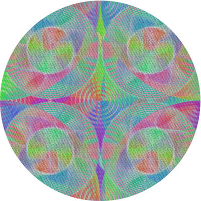 Tapis vert/mauve/bleu à tissage électrique