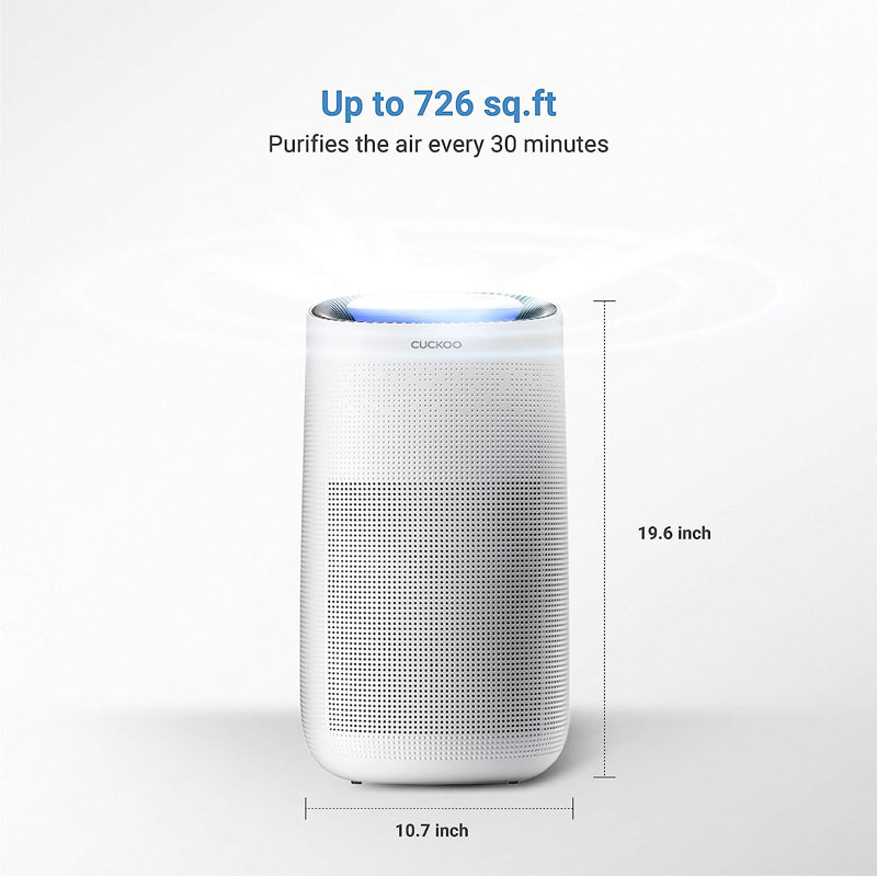 CUCKOO CAC-J1510FW 3-in-1 Air Purifier with H13 True Hepa Filter, UVC- Light, Remove Airborne Particles, Medium to Large Rooms, White