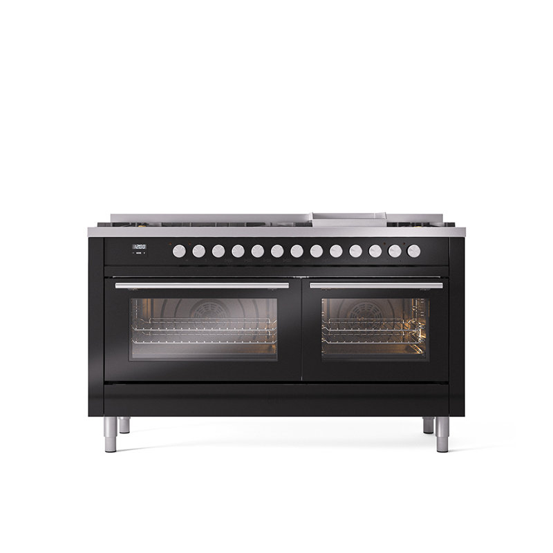 ILVE Professional Plus II 60 Dual Fuel Range, Natural Gas, Glossy Black