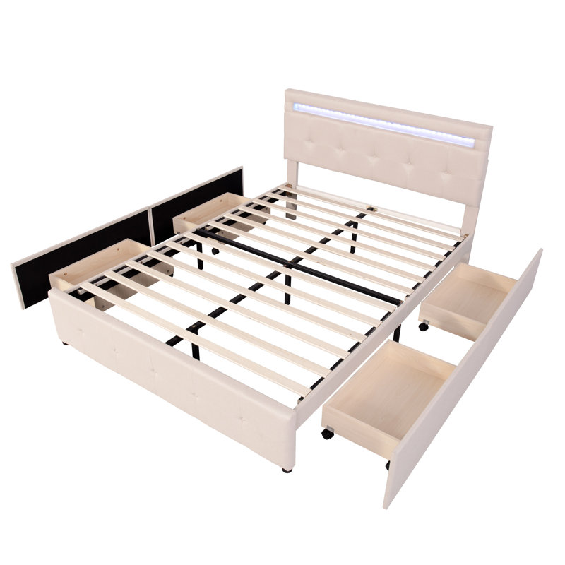 Chelcee Upholstered Storage Bed, Beige