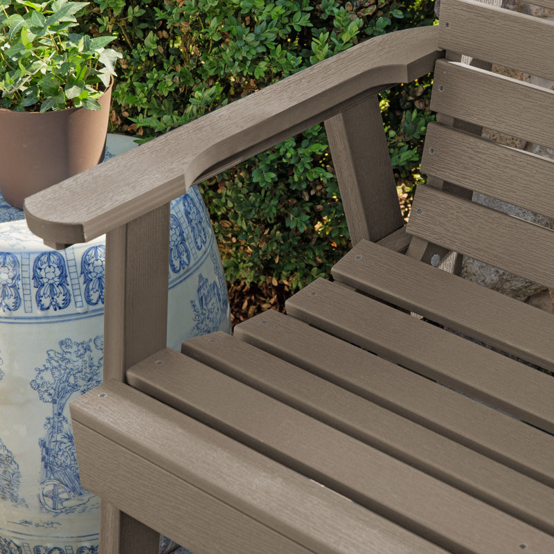 Banc de jardin en plastique Midwest, H 35 po x l 64 po x P 25 po, Brun terrain boisé