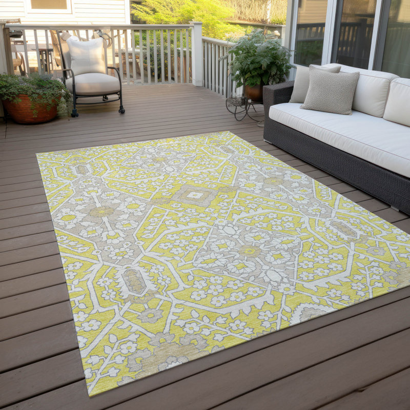 Malek Floral Indoor / Outdoor Rug, Rectangle 9' x 12'
