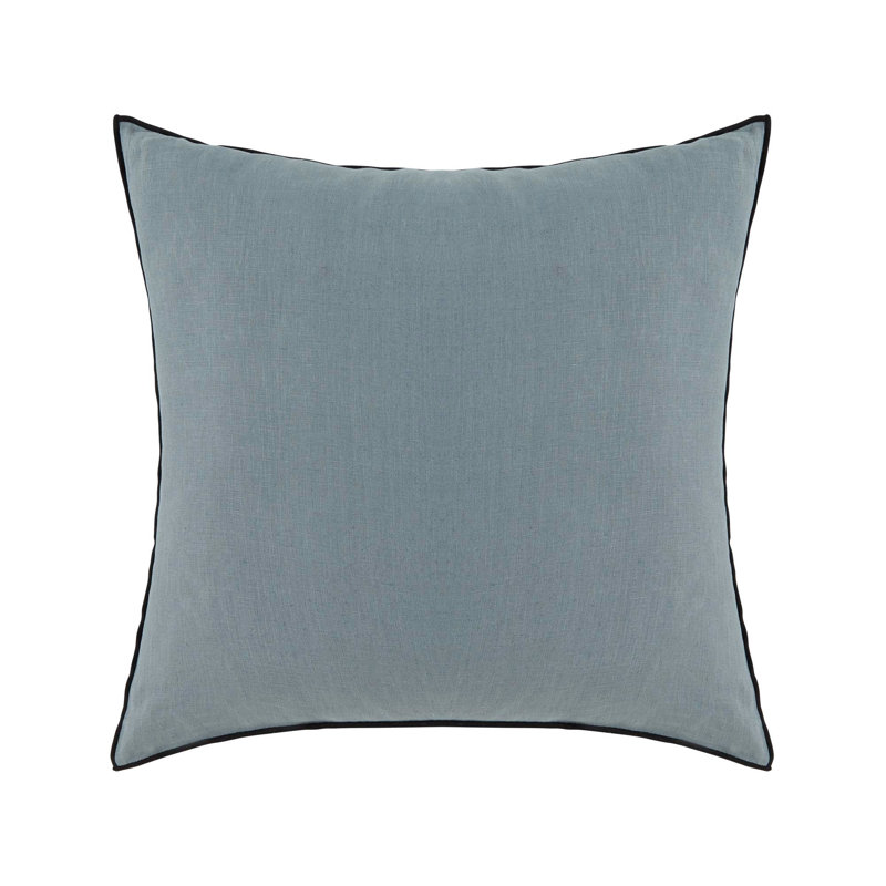 Carlina 100% Linen Button Pillow Protector, Grey, Square