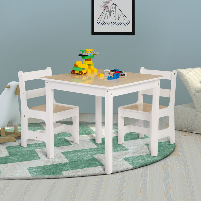 Laclede Kids 3 Piece Square Play Or Activity Table and Chair Set, White