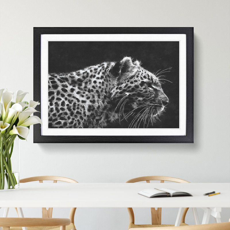 Leopard Vol.4 - Picture Frame Painting, 48cm H x 65cm W x 2cm D, Black Framed