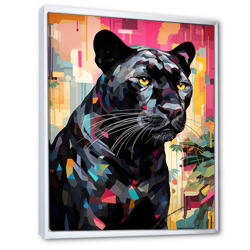 Popart sur fond noir, Cadre flottant blanc, H 32 po x l 24 po x P 1 po