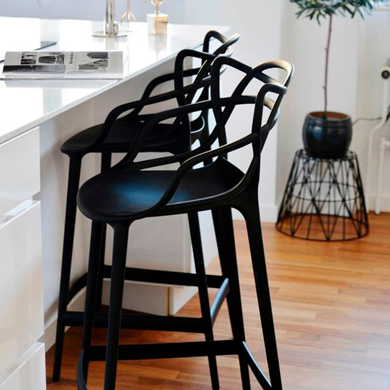 Tabouret Alldredge, Noir, Tabouret de comptoir (siège d'une hauteur de 26 p