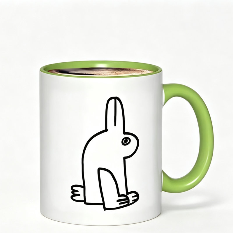 Ceramic Coffee Mug Featuring The Duck Vs Rabbit Illusion, Perfect for Tea, Milk, Or Water.