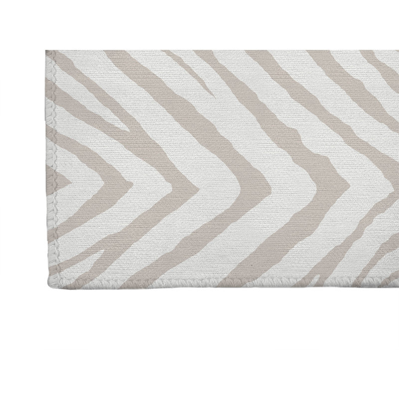 Zebra Stripe Lightweight Non-Slip Kitchen Mat, Rectangle 4' x 6', Taupe