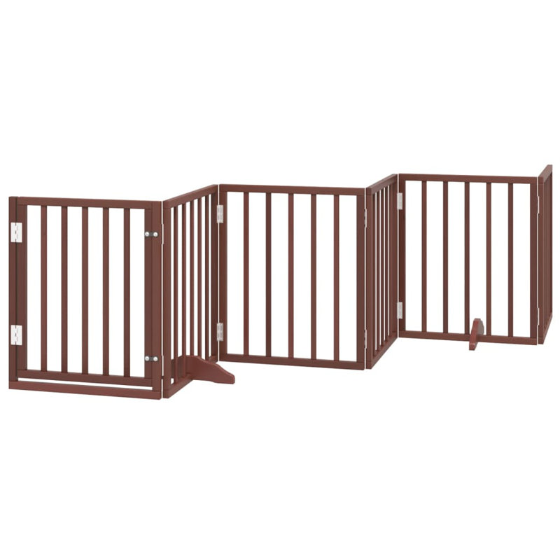 Archie & Oscar Dog Gate With Door Foldable 15 Panels White 750 Cm Poplar Wood, Brown, 60cm H x 750cm W x 2cm D