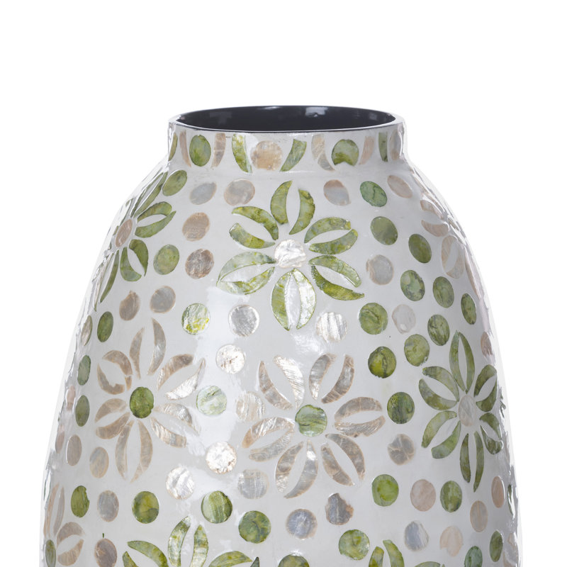 Capraia Coast Large Floral Vase, Capiz, Light Green, 26 pieces