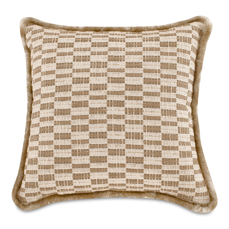 Leone Textured Reversible Throw Pillow, Taupe