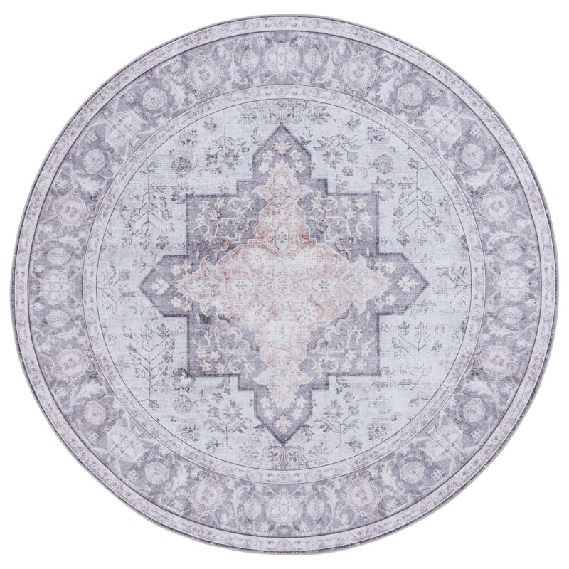 Maelina Performance Machine Washable Oriental Rug, Round 6'