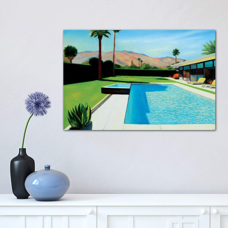 «Palm Springs London» par Ieva Baklane - impression d'art graphique, H 12 po x l 18 po x 1,5 po, Toile tendue