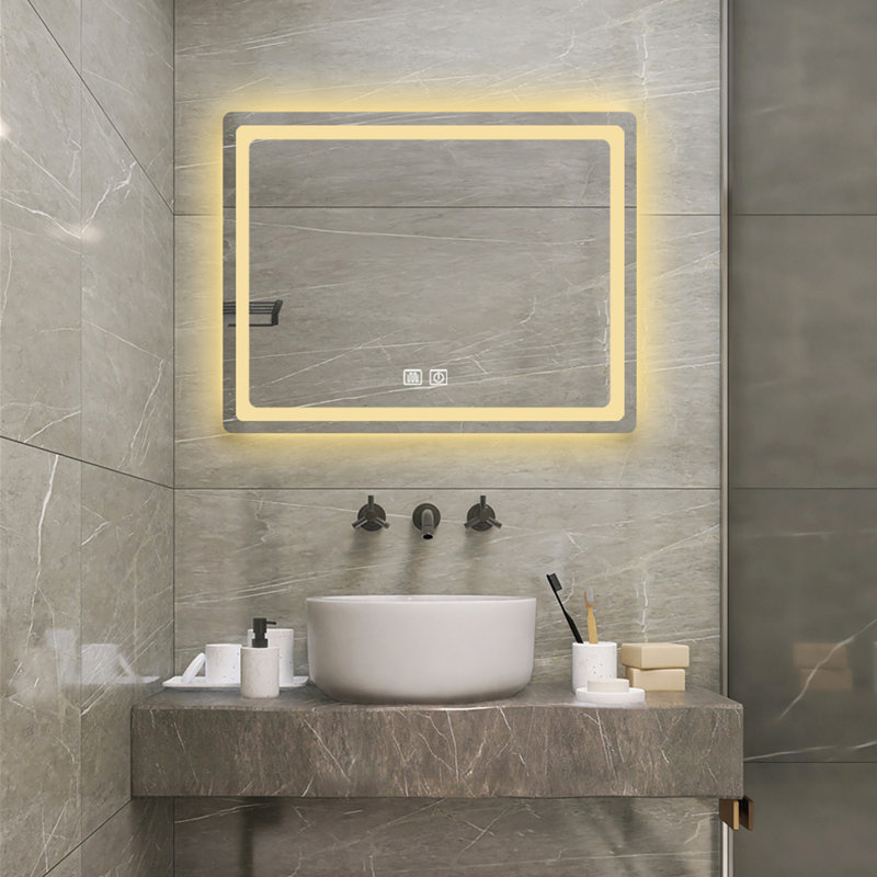 LED Single Bathroom Vanity Mirror In Polished Crystal Bathroom Vanity LED Mirror For Bathroom Wall Smart Lighted Vanity Mirrors