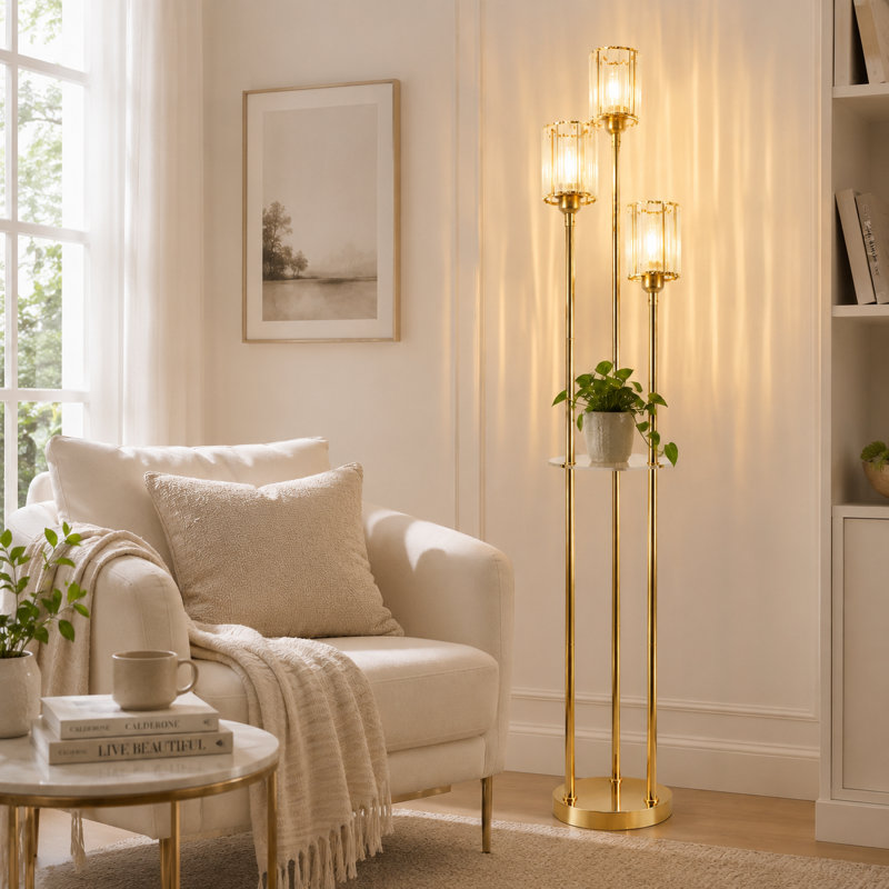 3 - Light Crystal Floor Lamp for Living Room Bedroom