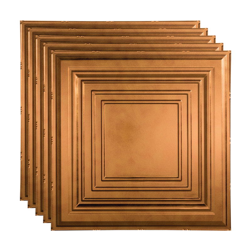 Panneau de plafond décoratif décoratif en vinyle 3 pi x 2 pi de style traditionnel FASÄDE, Bronze antique