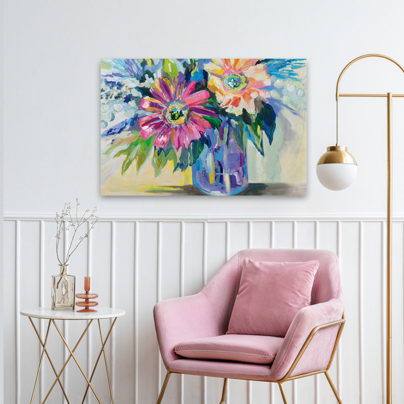 Fleurs et art bleu éblouissant, H 24 po x l 36 po