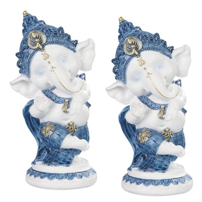 "Ensemble de 2 pièces" ICE ARMOUR 6 "H Ganesh Figurine Sculpture Sculpture Décoration d'ornement Maison / Pièce et Idées cadeaux parfaites pour la pendaison de crémaillère, les Fêtes et les Anniversaires