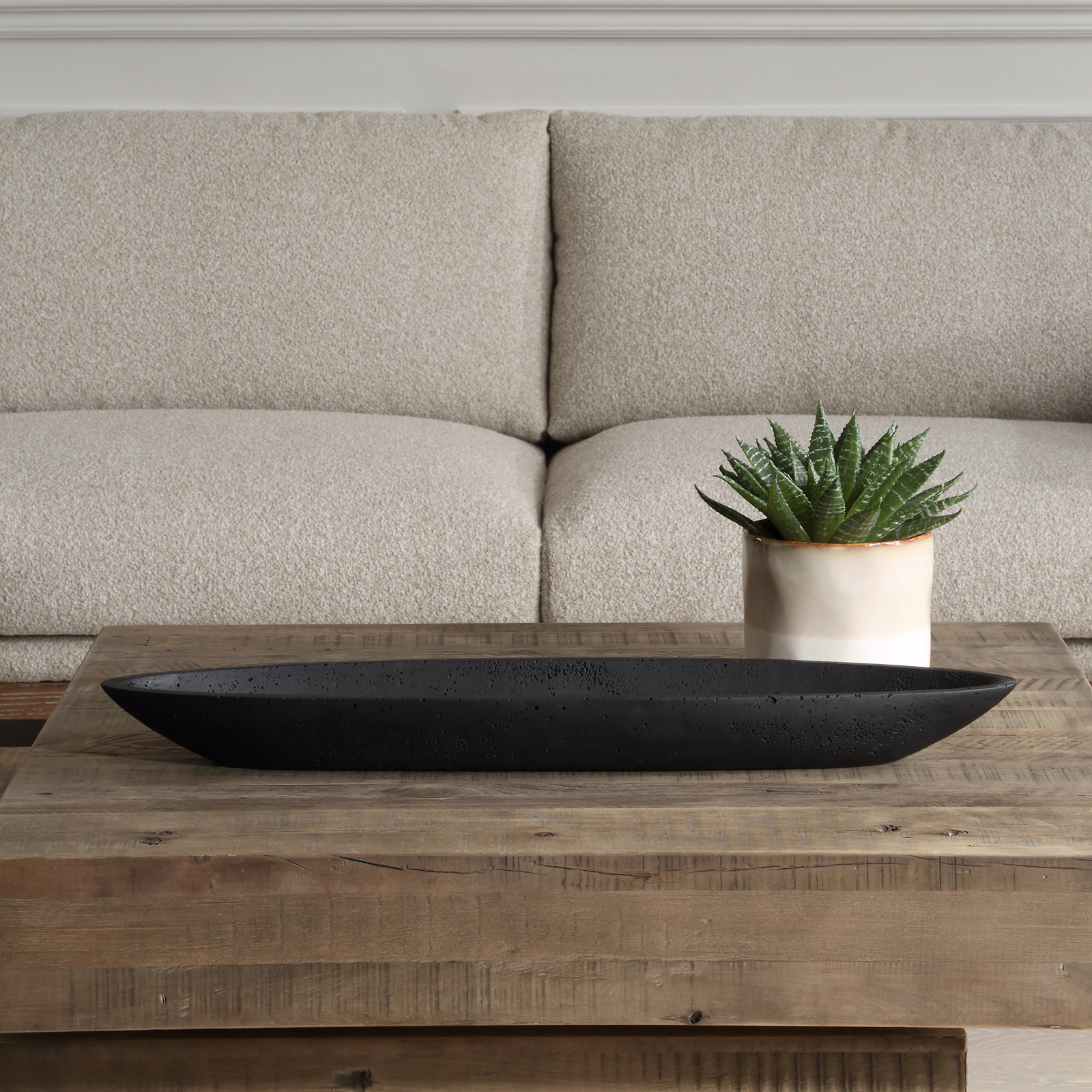 Uttermost Vessel Cast Canoe Bowl, Black