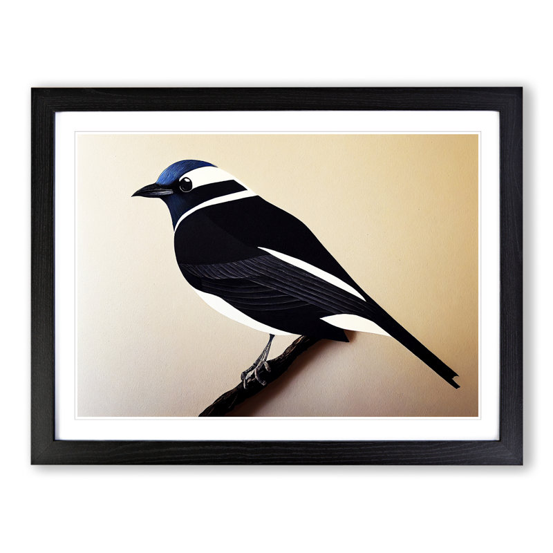 Great Magpie Bird - Single Picture Frame Print, 25cm H x 34cm W x 2cm D, Black Framed