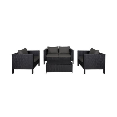Whittiker 4 Piece Rattan Sofa Seating Group with Cushions by Wrought Studio