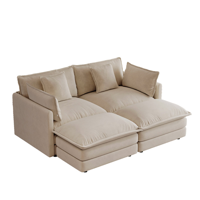 Canapé modulaire modulaire pour petit salon avec repose-pieds et coussins ModuForm, Light coffee