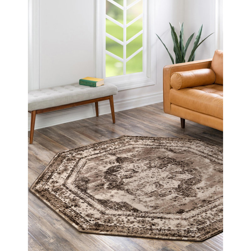 Brandt Oriental Area Rug, Octagon 7'10" x 7'10", Light Brown