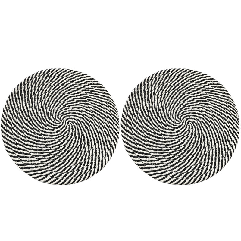 Polyester Round 2 Piece Trivet Set, Black