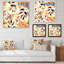 Fleurs et feuilles abstraites en jaune rétro - Impression sur toile-66810205-66810214
