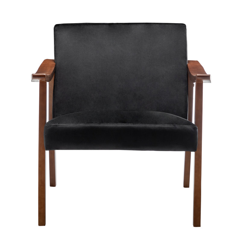 Ashu Upholstered Armchair, Black Velvet