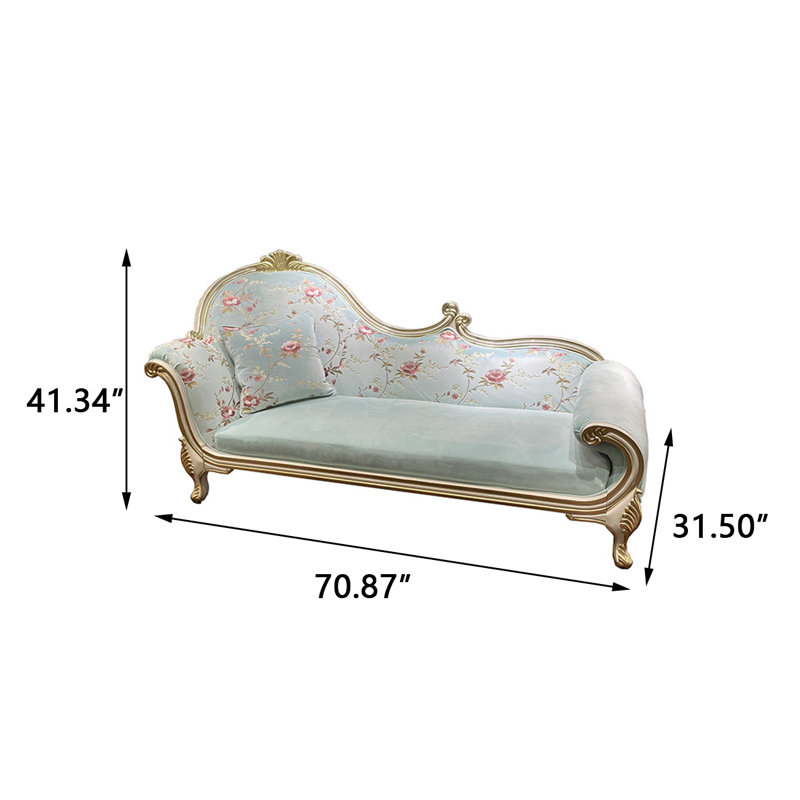 Fauteuil de princesse de 70,87 po en bois massif vert de style français