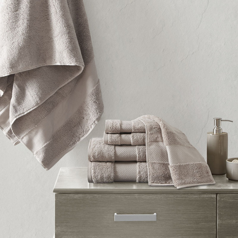 Cotton 6 Piece Bath Towel Set, Taupe