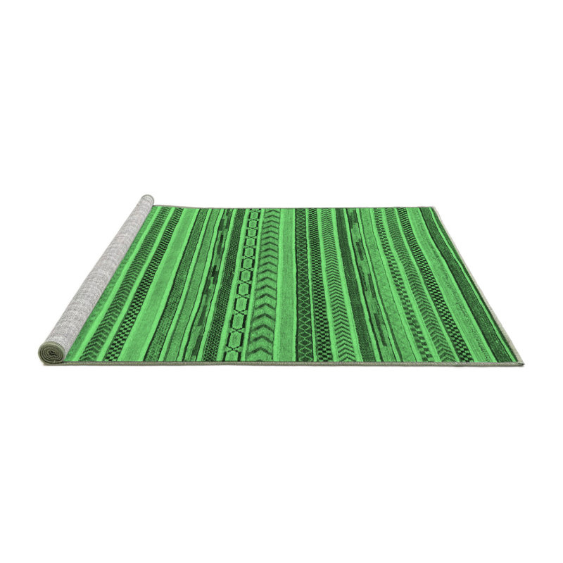 Tapis lavables à la machine à motif abstrait vert émeraude 2271, Carré 5 pi