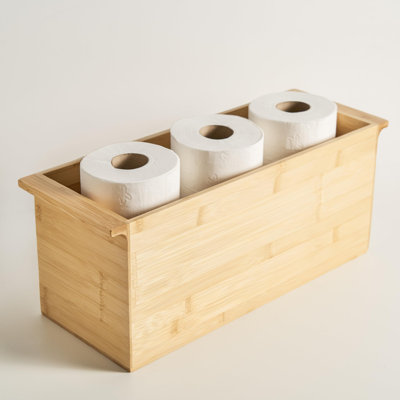 Porte-papier hygiénique en bambou et porte-papier hygiénique autoportant, naturel