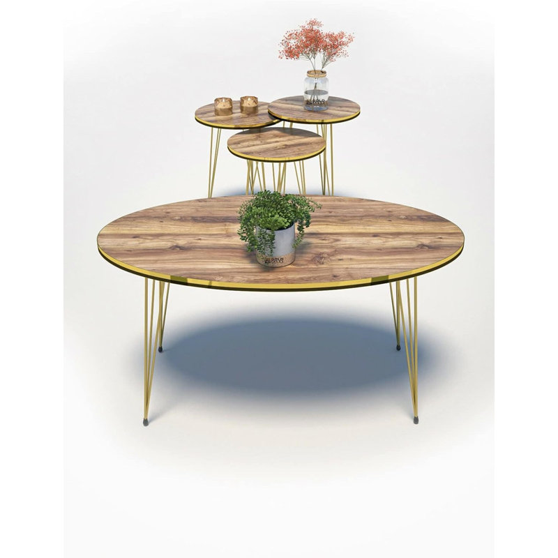 Luka Living Room Table Set, Walnut