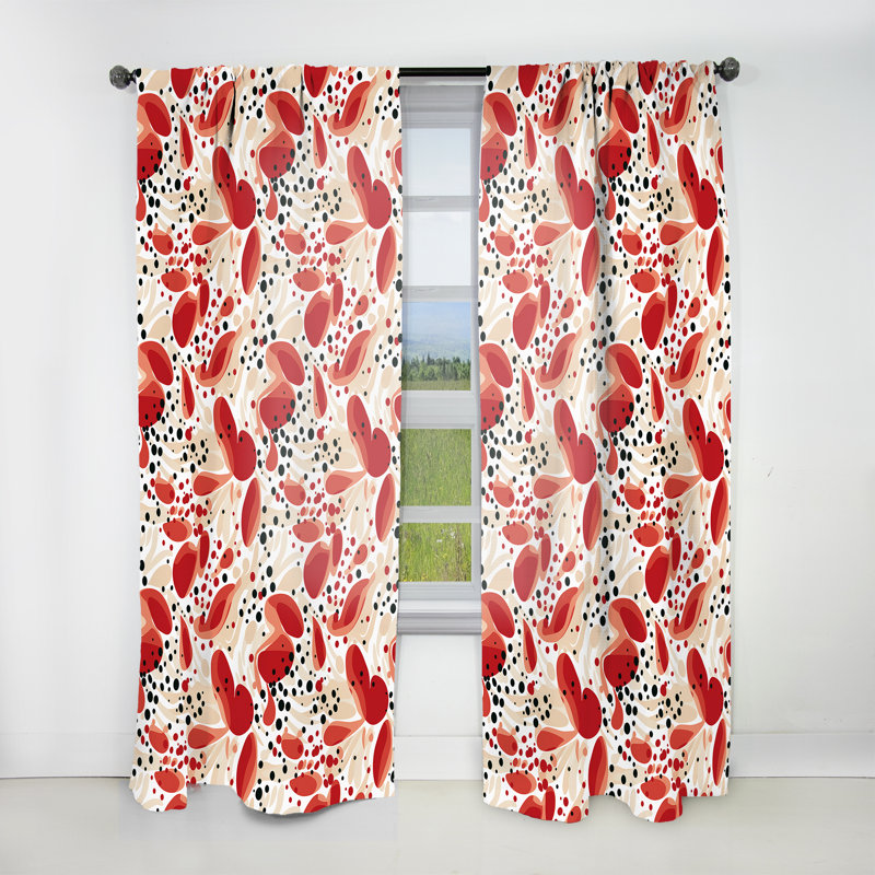 Motif à pois rouges et blancs II - rideau abstrait - rideau obscurcissant - 1 panneau, L 52 po x L 90 po