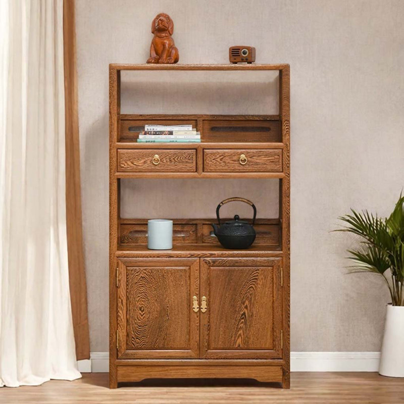Simple solid wood storage cabinet bookcase