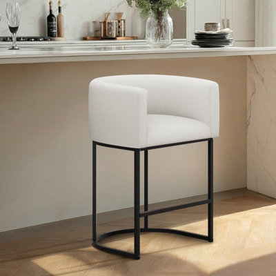 Upholstered Counter Stool with Metal Frame